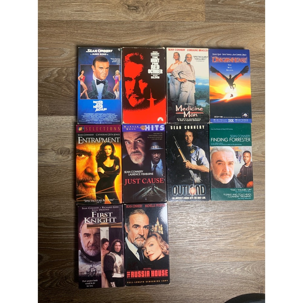 Sean Connery 10 Vintage VHS Movies James Bond Hunt for Red October Outland/More